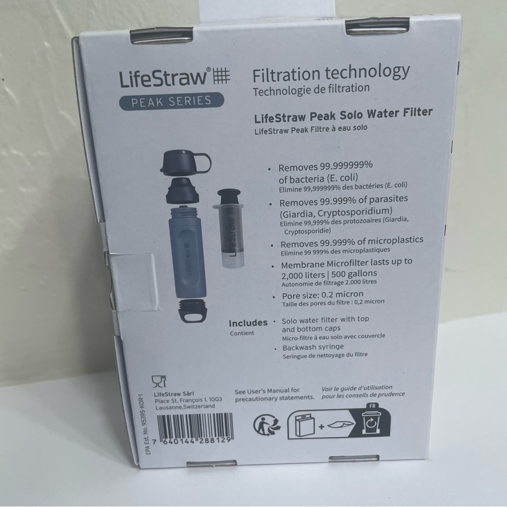 LifeStraw Peak Series Solo Water Filter New Box Camping Hiking Life Straw NIB - Picture 4 of 12